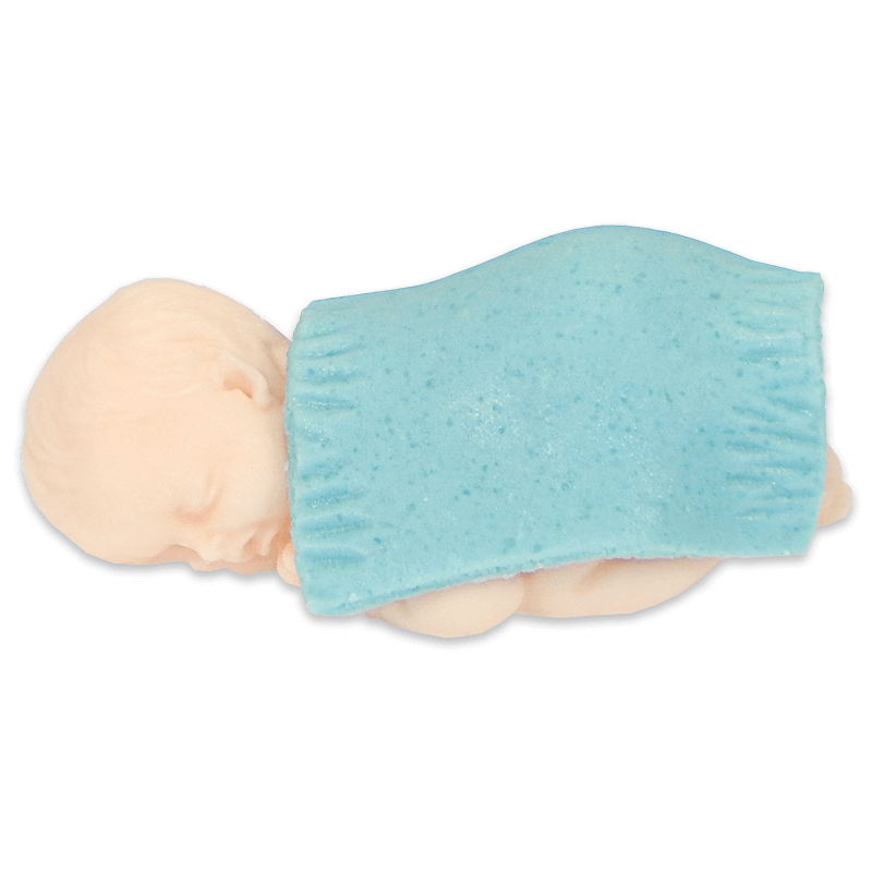Baby med filt, blÄ marsipan
