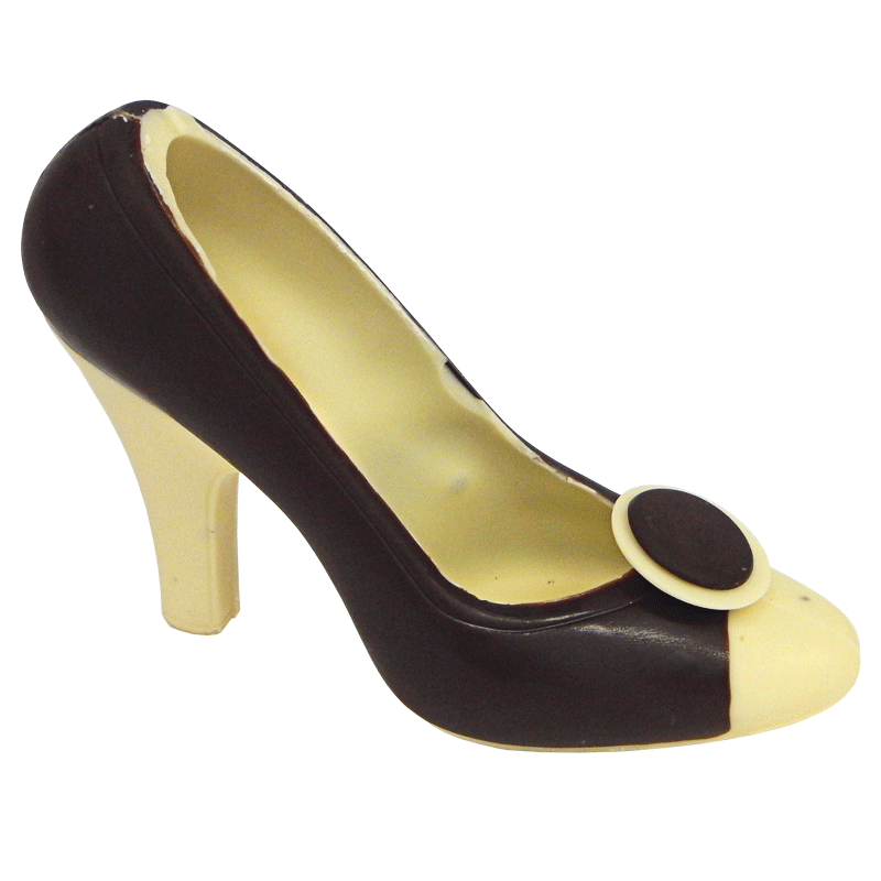 Schwarzer Schokoladen-Schuh mit weiĂen Highlights