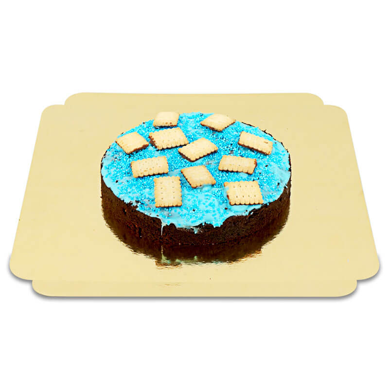 Brownietårta med Mini-smörkaksdekoration