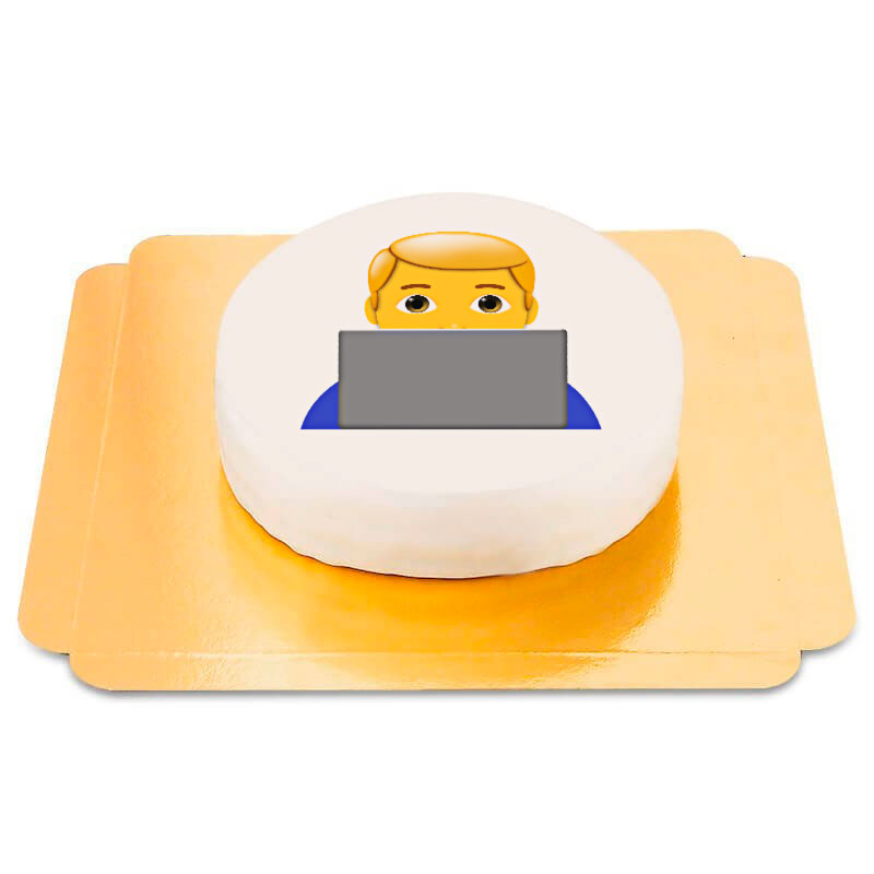 Emoji-tÄrta med pojke vid dator