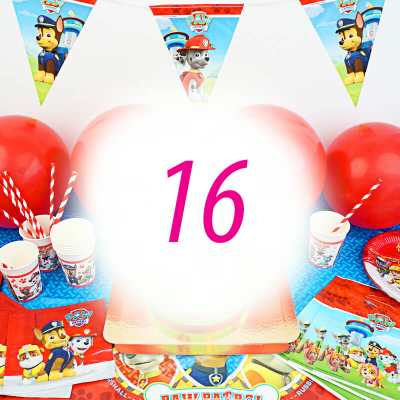 Partyset PAW Patrol för 16 personer - utan tårta.