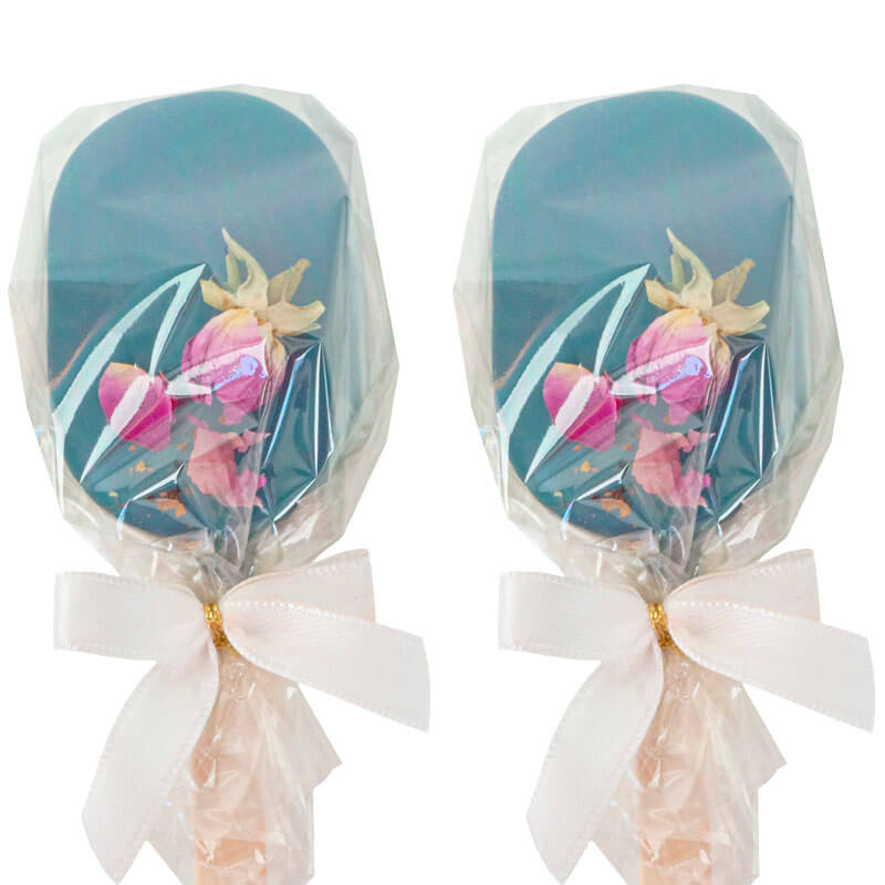 BlÄa Cake-Popsicles med Rosdekoration (10 st)