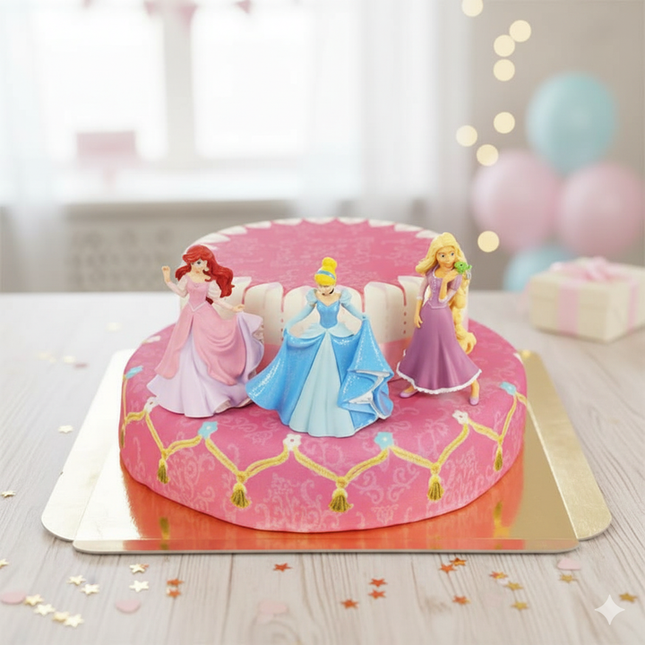 Tre Disney® prinsessor på tvåvåningstårta