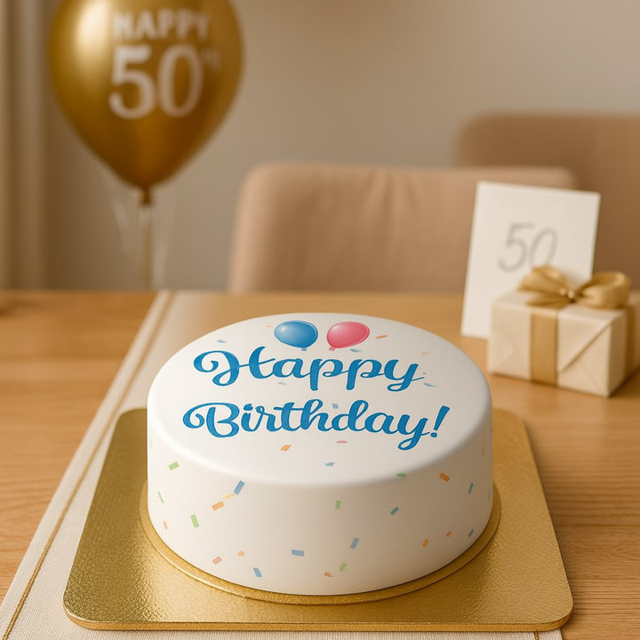 Happy Birthday tårta, blå