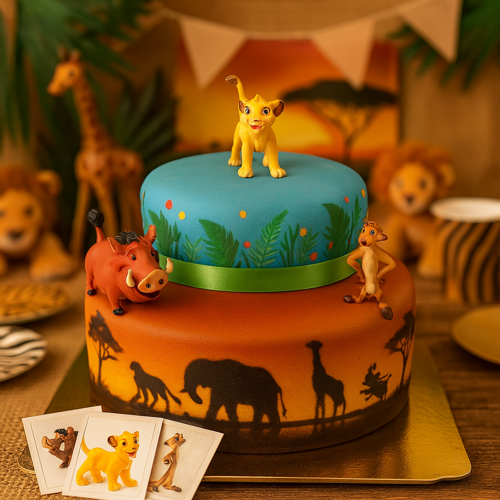 Simba®, Timon & Pumba® på tvåvånings savann-tårta