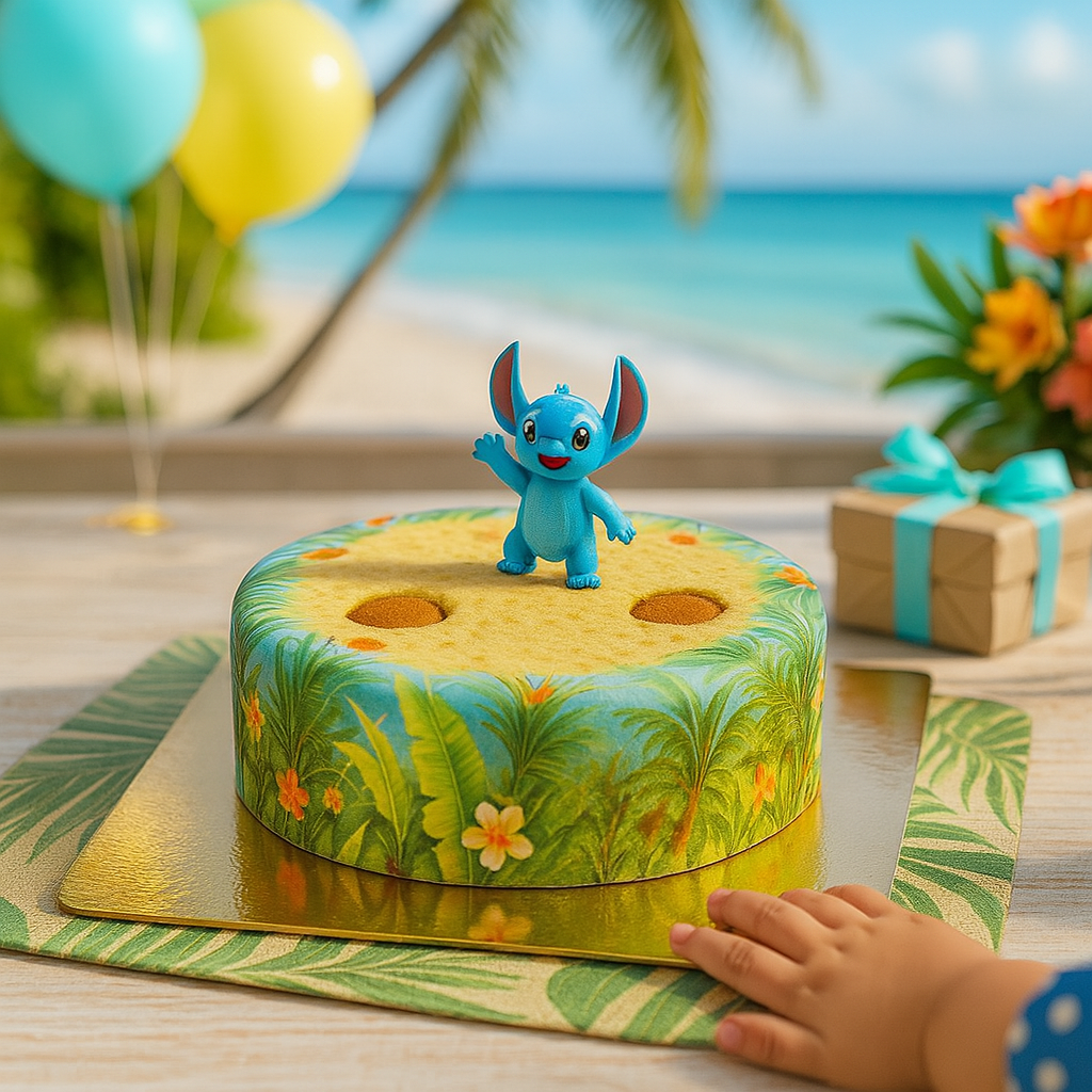 Stitch® på tropisk strandtårta