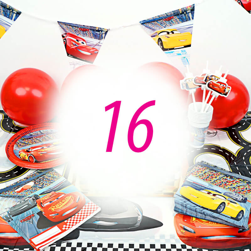 Bilar® Partyset för 16 personer - utan tårta