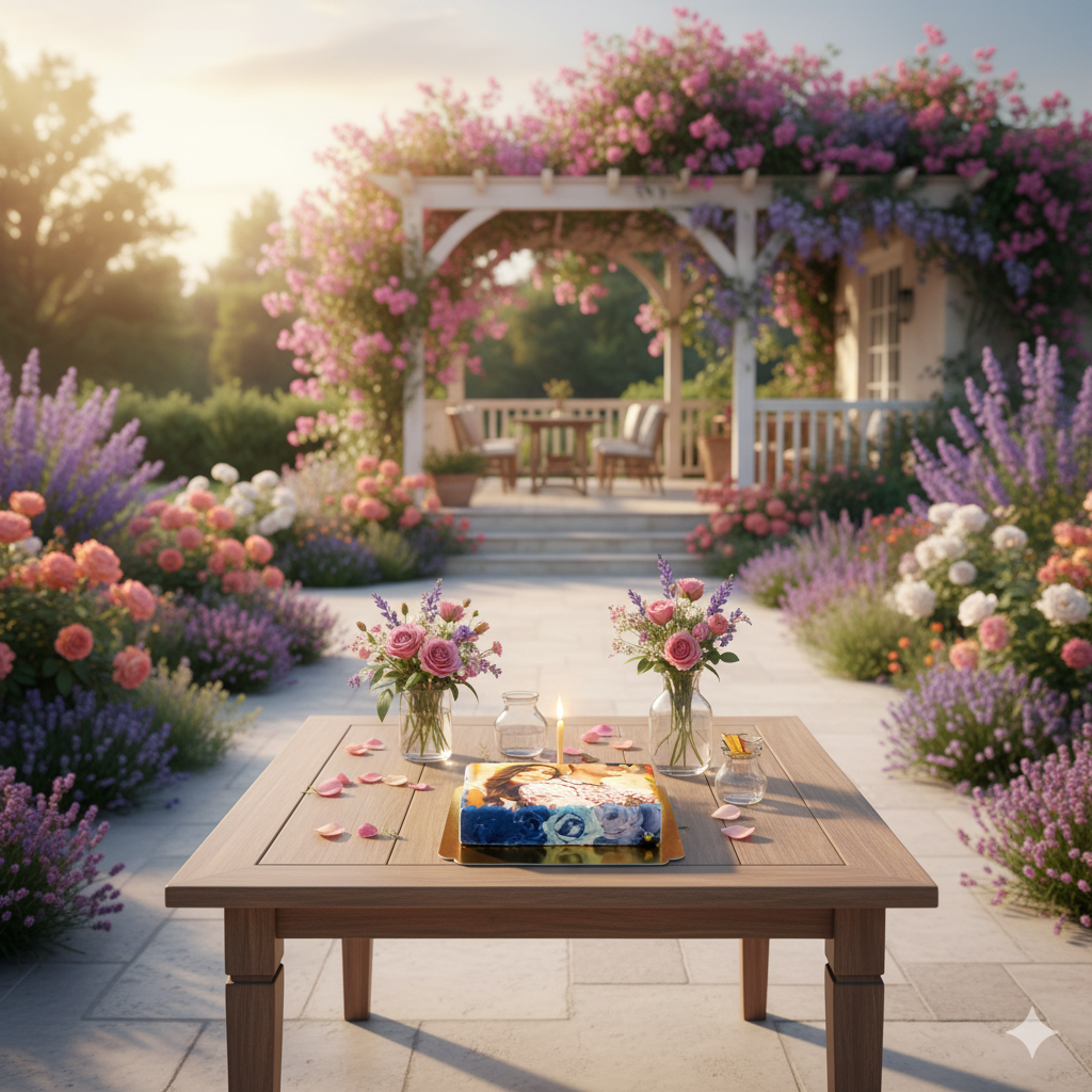 Fototårta med blommor