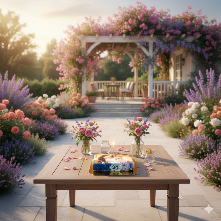 Fototårta med blommor