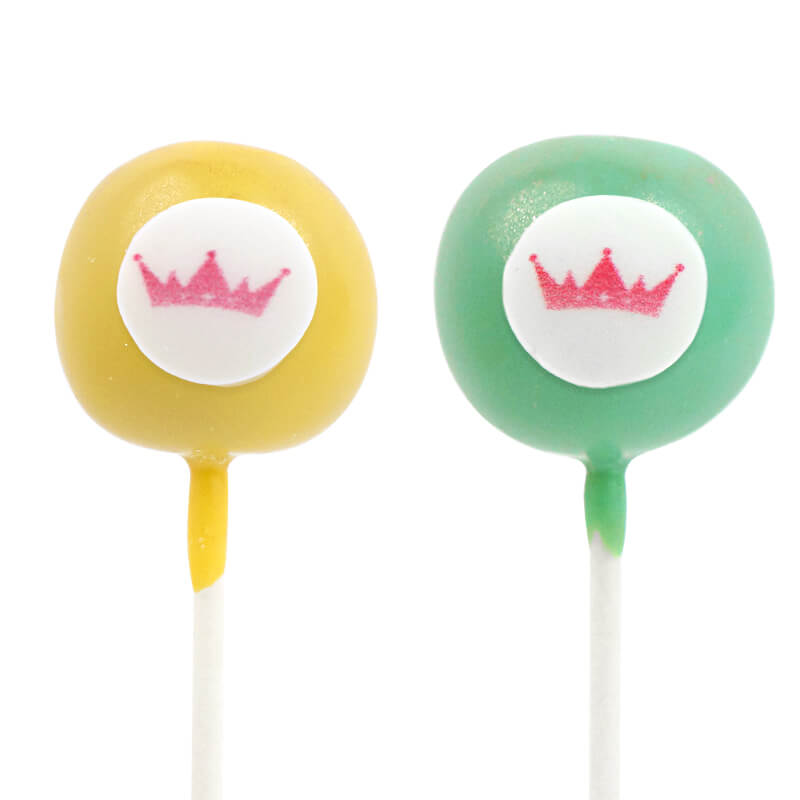 Färgglada Cake Pops med logotyp i 2 färger (2x6 stycken)