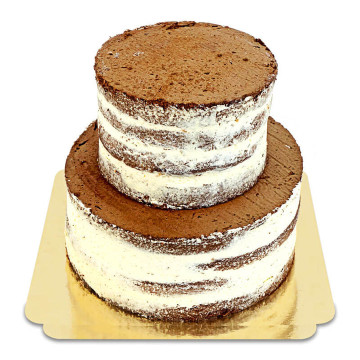 Naked cake choklad–vanilj – olika storlekar