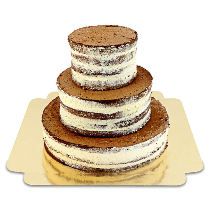 Naked cake choklad–vanilj – olika storlekar