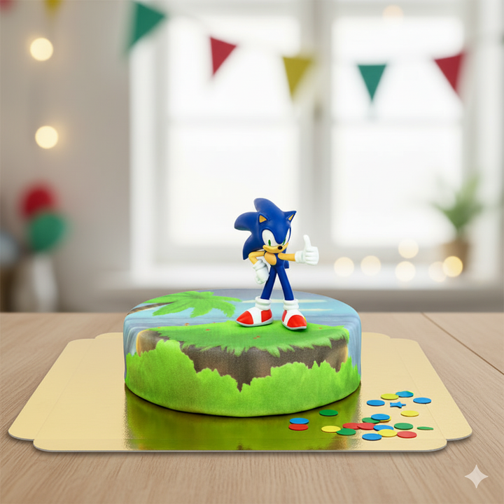 Sonic®-figur på ö-tårta