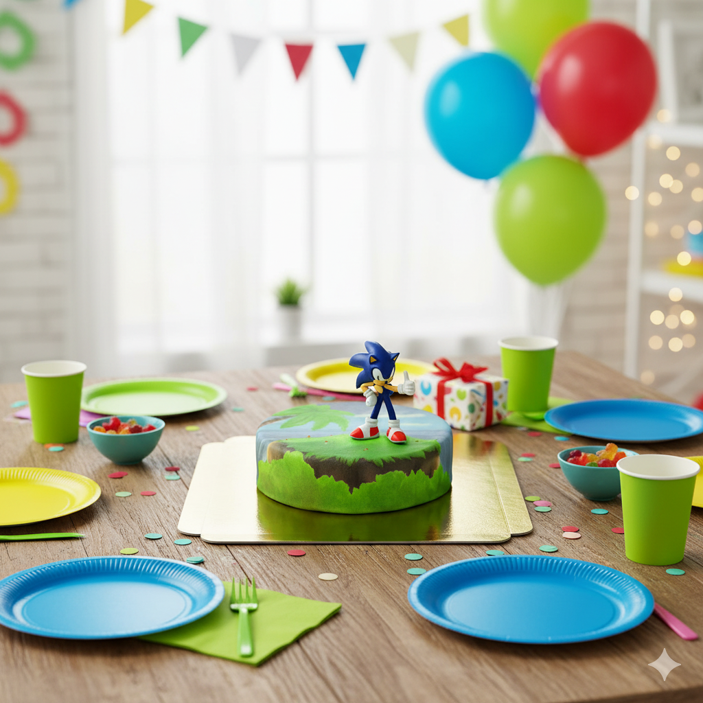 Sonic®-figur på ö-tårta